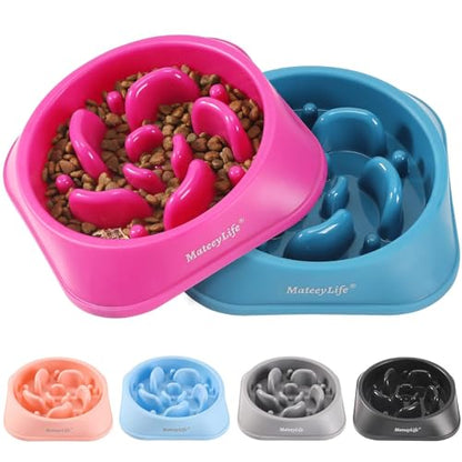 MateeyLife Slow Feeder Dog Bowls 2PCS, Anti-Choking Puzzle Dog Food Bowls, Anti-Slip Interactive Feeding Slow Down Eating, Bloat Stop Maze Dishes for Medium Large Breeds Purple&DarkBlue - color: C-Purple&DarkBlue, size: Medium