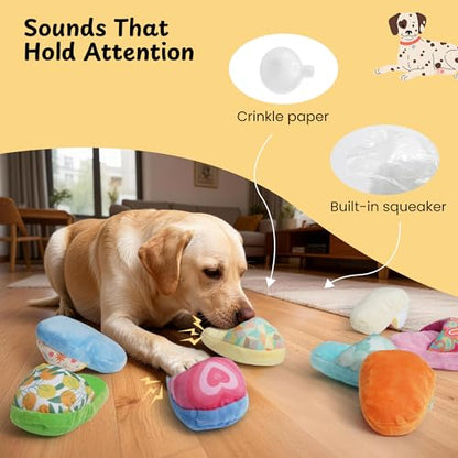 Nocciola 10 Pack Slipper Dog Toys, Squeaky Crinkle Plush Dog Toys for Small Medium Dogs, Interactive Chew Toys for Boredom, Indoor Soft Puppy Toy Set - style: Novelty