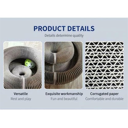 Cat Accordion - Designed for Devon Rex Cats – 3-in-1 Corrugated Cardboard Cat Scratching Toy with Ball, Interactive Cat Tunnel, and Scratching Mat A