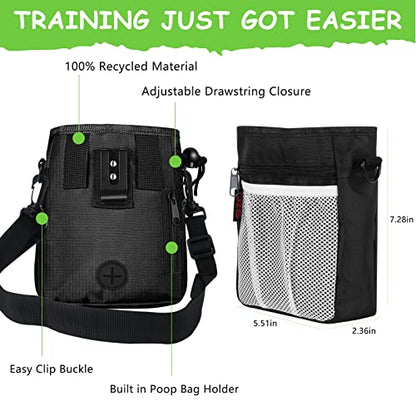 SZO Dog Treat Pouch - 3 Ways to Wear Treat Pouches for Pet Training and Clicker Taining for Dogs, Dog Training Treat Pouch Bag and Dog Clicker for Training with Waist Belt Shoulder Strap - Black - color: Black