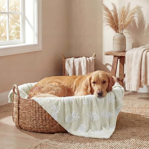 Horaldaily Pets Flannel Blanket, Beige Leaves 3D Textured Soft Fuzzy Fluffy Plush Cozy Fleece Premium Blankets for Dog Cat Puppy Kitten Couch Protection, 16x23 - color: Beige, size: 16''x23'',Small