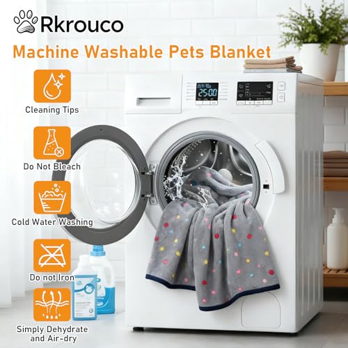 Three Piece Pet Blanket Set for Dogs Cats Soft Comfy Puppy and Kittens Bed Blanket Fluffy Fleece Pets Throw with Cute Patterns (Small 24x16 inch, Gray Dots) - color: Gray Dots, size: Small-24x16 inch