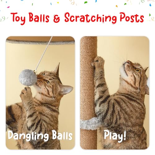 Cat Tree, Floor to Ceiling Cat Tower Adjustable Height [92.9-102.4in=235-258cm], 7 Tiers Cat Climbing Play House with Fully Sisal Scratching Post,Cozy Condo&Hammocks for Indoor Cats,Light Grey - color: Light Grey2.0