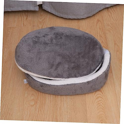 Warm Detachable Cat Bed House Cushion Cozy Half-Covered Sleeping Bag for Pets Grey Removable Cushion for Easy Cleaning for Use