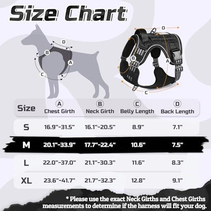rabbitgoo Tactical Dog Harness Medium Sized Dog, No Pull Military Service Vest with Handle & Molle, Easy Control for Training Walking, Adjustable Reflective Straps, Black, M - color: Black, size: Medium