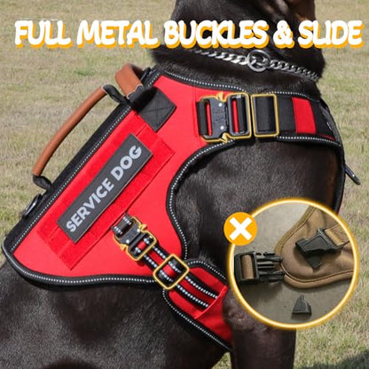 Service Dog Vest for Large Dogs, Tactical Dog Harness Vest No Pull with Handle, Adjustable Reflective Military K9 German Shepherd Dog Vest for Walking, Training, Hunting (Bright Red, L)