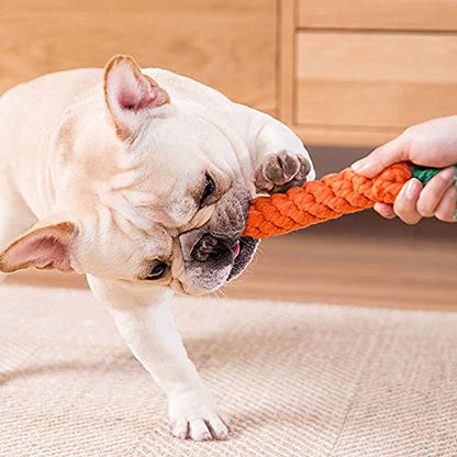 Dog Toys 3 PCS Puppy Teething Chew Toys,Dog Rope Toys,Cat Chew Toys,Safe Braided Rabbit Toys Healthy Gift - color: orange