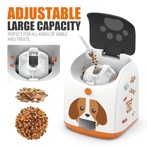Dog Puzzle Feeder Toy – Remote Control Automatic Treat Dispenser with Light, Interactive IQ Training Slow Feeder, Large Capacity for All Dog Breeds - color: Orange