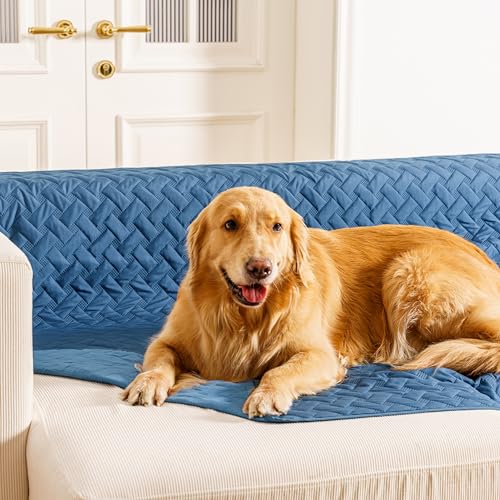 gogobunny 100% Double Sided Waterproof Dog Blanket Soft Pet Bed Cover Reversible Protect Furniture Couch Sofa Car for Puppy Cat Kids (Dark Blue/Light Blue, 30x30 Inch (Pack of 1)) - color: Dark Blue/Light Blue, size: 30x30 Inch (Pack of 1)