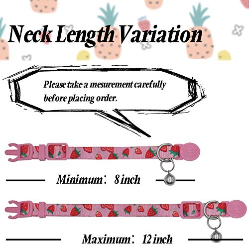 4 Pack Cat Kitten Collar Breakaway with Bell Quick Release Safe Buckle Adjustable Cat Kitten Collar - color: 2#Fruit, size: Cat(Neck:8"-12")