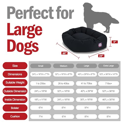 Majestic Pet 40 Inch Bagel Calming Dog Bed Washable – Cozy Soft Round Pet Bed with Spine Support for Dogs to Rest their Head - Fluffy Donut Puppy Bed 40x29x9 (Inch) - Large – Black - color: Black