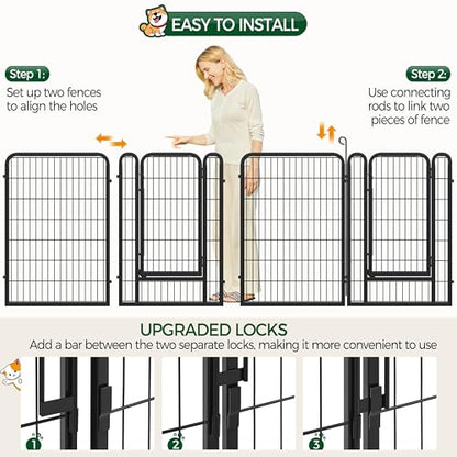Yaheetech Dog Playpen, 40 Inch 8 Panels Heavy Duty Metal Pet Fence for Indoor Puppy Exercise Pen for RV Camping/Yard/Garden, Black - size: 40"