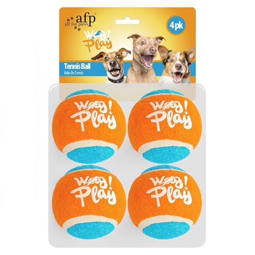 ALL FOR PAWS 2.5" Tennis Balls for Dogs, Dog Balls for Ball Launcher Toy, Bouncy & Durable Fetch Balls for Medium Large Dogs, 4 Pack Fetch Toy for Outdoor Play - size: 2.5"ball