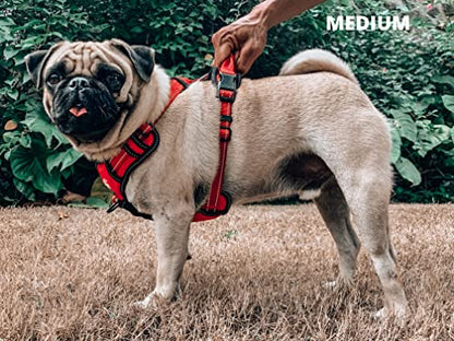 Tuff Pupper No Pull Easy Walk Dog Harness | Heavy Duty Pet Vest | Front & Back Leash Clips | Strong Safety Handle | Reflective Anti Pull Vest | Comfortable Padded Escape Proof Harness (Medium, Red) - color: March Red, size: Medium (Neck: 15-23" , Chest: 1