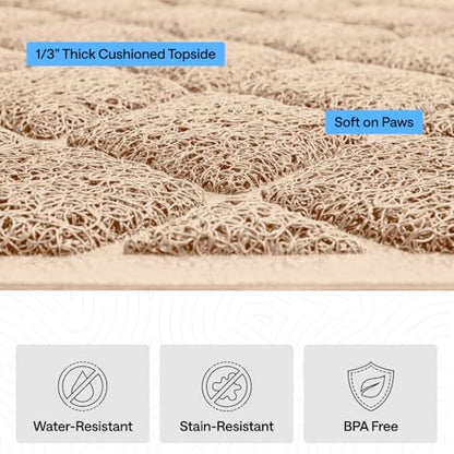 GORILLA GRIP Cat Litter Box Mat, Cushioned Coil Mesh Litter Trapping Mats, Scatter Control Supplies for Less Mess, Phthalate Free, Ultra Deep Catch Grooves, Rinse or Vacuum to Clean, 30x20 Beige - color: Beige, style: Medium (30" x 20")