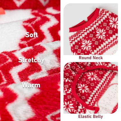 KYEESE Dog Christmas Pajamas, Holiday Dog Pajamas for Small Dogs with Snowflake Pattern, Warm Fleece Cat Onesie Cozy Christmas Outfit for Puppy Kitten, Xmas Sweater Pet Jumpsuit, X-Small - size: X-Small (2-5LBS)