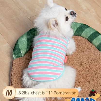 KYEESE 2Pack Dog Shirt, Soft Striped Dogs T Shirts, Lightweight Doggie Tank Top Cat Clothes, Sleeveless Dog Shirt for Small Dogs, Stretchy Pet Vest, Pink, Medium - color: 01# 2Pack (Pink+Striped), size: Medium (7-13lbs)