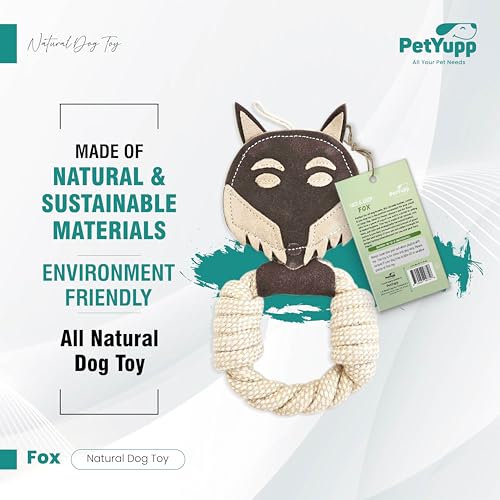 Cotton Rope Ring Dog Chew Toy for Small Dogs & Puppies - Durable Leather Dog Toy for Light Chewers - Natural & Perfect Puppy Toy for Chewing Exercise & Dental Health (Fox) - style: Cotton Rope Ring - Fox