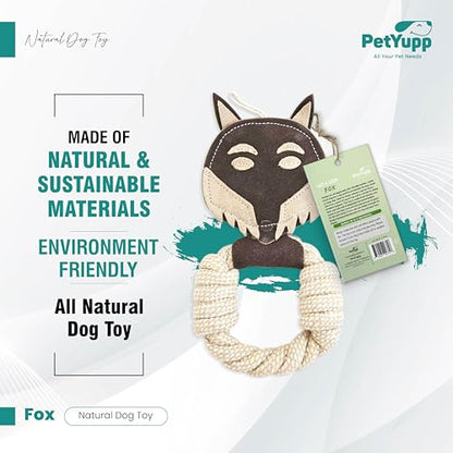 Cotton Rope Ring Dog Chew Toy for Small Dogs & Puppies - Durable Leather Dog Toy for Light Chewers - Natural & Perfect Puppy Toy for Chewing Exercise & Dental Health (Fox) - style: Cotton Rope Ring - Fox