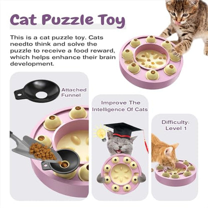 Cat Puzzle Toy for Cats Indoor, Slow Feeder Bowl for Fast Eaters, Interactive Kitten Enrichment Pink Toy - color: purple