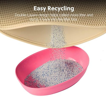 WePet Cat Litter Mat, Kitty Litter Trapping Mat, Honeycomb Double Layer Mats, No Phthalate, Urine Waterproof, Easy Clean, Scatter Control, Catcher Litter Tray Box Rug Carpet - color: #04 Beige