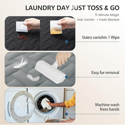 gogobunny 100% Double Sided Waterproof Dog Blanket Soft Pet Bed Cover Reversible Protect Furniture Couch Sofa Car for Puppy Cat (Dark Charcoal/Light Charcoal, 30x30 Inch (Pack of 1)) - color: Dark Charcoal/Light Charcoal, size: 30x30 Inch (Pack of 1)
