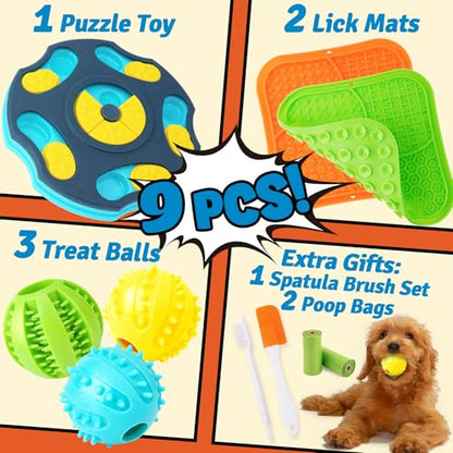 Forfon 9 Pack All-Around Dog Puzzle Toy Set -Mentally Stimulating Dog Enrichment Toys for Small to Medium Smart Dogs, Includes Dog Lick Mat with Suction Cups - color: All-Around Dog Puzzle Toys