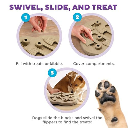 Outward Hound by Nina Ottosson Dog Hide N' Slide Treat Puzzle Enrichment Toy, Level 2 Intermediate, Tan, Composite - color: Dog Hide-N-Slide (Tan)