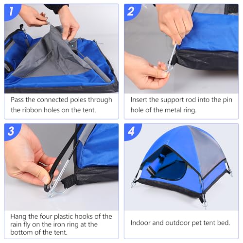 Cat Camping Tent, Cat Tent Bed, Pet Tent for Indoor Cat and Small Dog, Mini Tent (Blue, 21 x 21 x 14 Inches) - color: Blue
