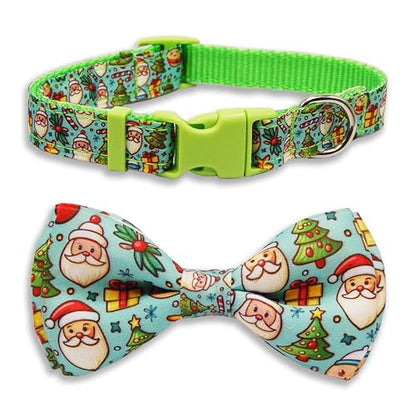 Christmas Dog Collar Fall-Themed Breakaway Collars with Bow Tie, Santa Claus & Gift Pattern for Small Medium Large Dog - color: Christmas Treats, size: Small-(11"-17") Neck * 5/8" Wide