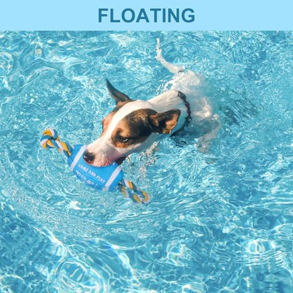 BEAUTYZOO Floating Dog Pool Toys for Small/Medium Dogs - Durable Chew-Resistant Squeaky Water Dog Toy with Rope, Interactive Fetch & Tug of War, Summer Swimming Beach Play (Oxford Fabric) - color: Blue