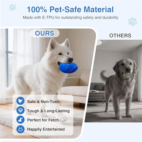 Interactive Dog Toy Balls, Pet Ball Toys Automatic Moving Bouncing and Rotating, Solid E-TPU Material, IPX7 Waterproof Active Rolling Balls for Small, Medium and Large Dogs(Vbleu) - color: Blue, size: Oval