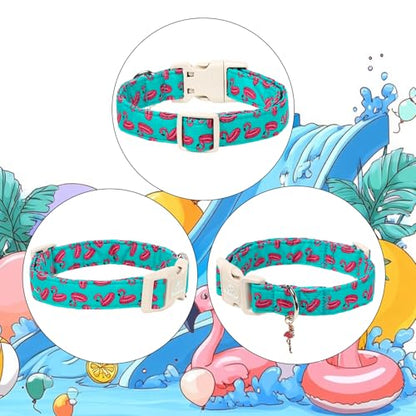 Summer Dog Collar, Cute Boy Flamingo Pool Party Dog Collars for Puppy Small Dogs - Beach Day Pup Collar, Soft Adjustable Male Pet Collars with Quick Release Buckle XS - color: Flamingo, size: XS