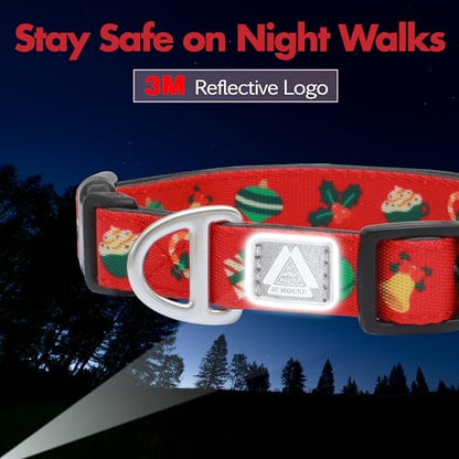 Christmas Dog Collar, Cute Holiday Red Collars for Girl & Boy, Reflective,Soft Padded Neoprene,Fully Adjustable,Durable & Lightweight Small Dog Collar, (Christmas, S) - color: Christmas, size: S (Neck 9''– 14'')