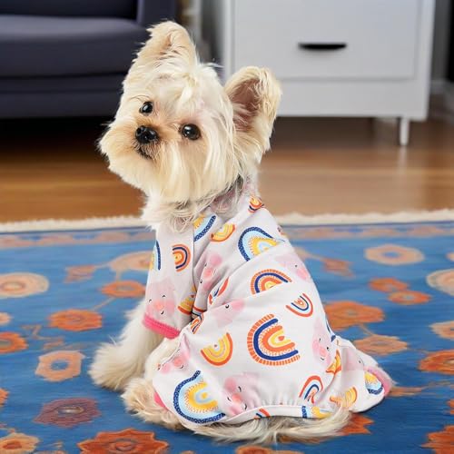 Dog Pajamas for Small Dogs, Soft Thin Pjs Jammies Cat Doggie, Summer Pet Cute Puppy Clothes Outfits Dogs Boy Girl(Rainbow Pig,XS) - color: Rainbow Pig, size: X-Small (Chest 11.8 in)