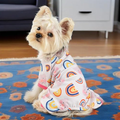 Dog Pajamas for Small Dogs, Soft Thin Pjs Jammies Cat Doggie, Summer Pet Cute Puppy Clothes Outfits Dogs Boy Girl(Rainbow Pig,XS) - color: Rainbow Pig, size: X-Small (Chest 11.8 in)