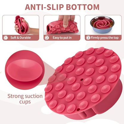 Slow Feeder Dog Bowls Insert, Animire Soft Silicone Slow Eating Dog Food Bowl for Small, Medium and Large Dogs, Compatible with Regular and Elevated Bowls - color: Rose, size: L