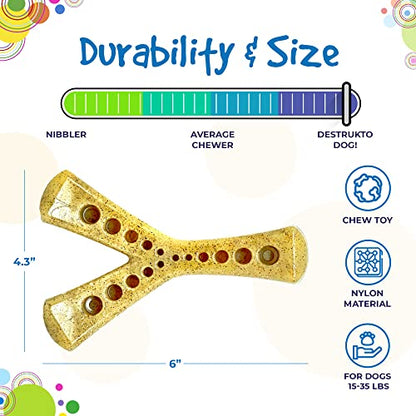 SodaPup Mod Wishbone – Durable Dog Chew Toy and Treat Dispenser Made in USA from Non-Toxic, Pet Safe, Food Safe Nylon Material for Mental Stimulation, Clean Teeth, Fresh Breath, Problem Chewing & More - color: Brown Nylon Mod Wish Bone
