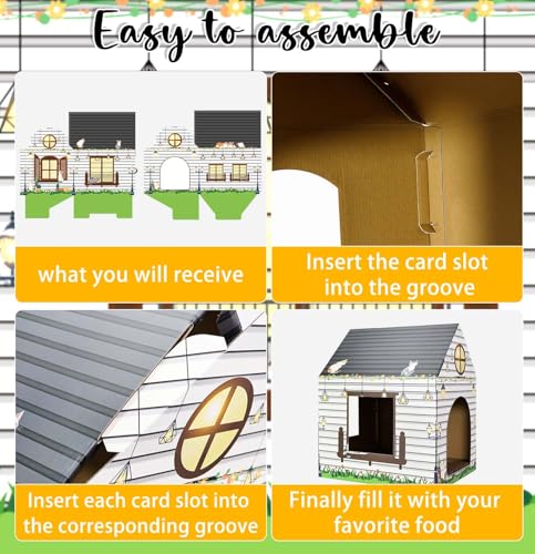 Cardboard Cat House with Scratcher 16"x 13"x19" Cat Scratch House for Indoor Cats’ Birthday Large Cat Scratcher Box