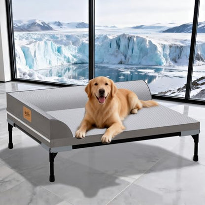 Elevated Cooling Dog Bed, Orthopedic Pet Bed for Extra Large Dogs, Removable Washable Cover, Indoor & Outdoor Raised Pet Cot with Breathable Mesh, Size: 49"*33"*9" - size: X-Large