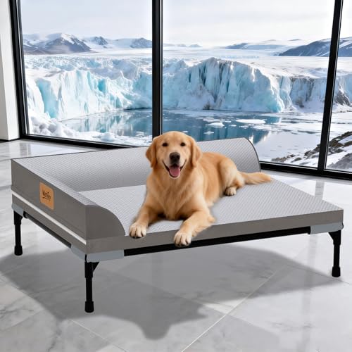 Elevated Cooling Dog Bed, Orthopedic Pet Bed for Medium Dogs, Removable Washable Cover, Indoor & Outdoor Raised Pet Bed with Breathable Mesh, Size: 32"*25"*7" - size: Medium