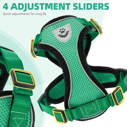 PUPTECK Cat Harness and Leash Set Escape Proof Reflective Cat Walking Harness Adjustable Soft Breathable Mesh Vest for Small Pets, Dark Green, XS - color: Dark Green, size: XS (NECK 8.5", CHEST 11"-14")