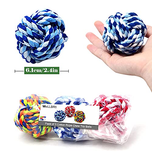 Pet Chew Toy, Knots Weave Cotton Rope, Biting Small Ball for Dogs & Cats, 3 in One Pack - style: 3 Pack