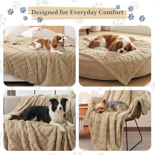 David's Home Large Dog Blankets Washable Pet Bed Cover, Soft Fluffy Fuzzy Cat Puppy Blanket with Premium 300GSM Fleece for Pet Kitten Doggy, Pale Khaki, 50x60IN - color: Pale Khaki, size: Throw