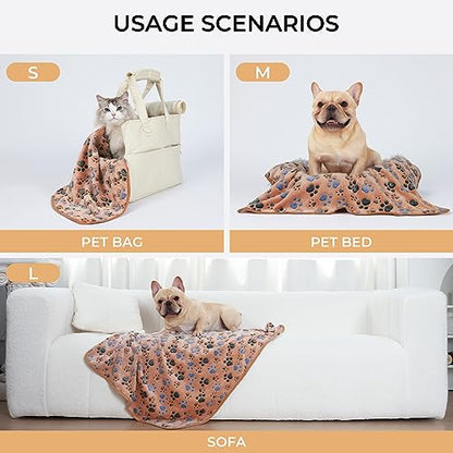 1 Pack 3 Blankets Super Soft Fluffy Premium Fleece Pet Blanket Flannel Throw for Dog Puppy Cat Paw Brown Large(41x31 inch) - color: Brown Paw, size: 41x31 inch (Pack of 3)