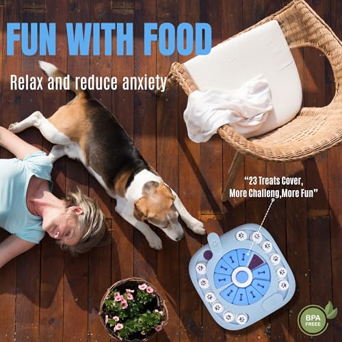 Dog Puzzle Toys Level 2, Dog Puzzles for Smart Dogs, Interactive Dog Treat Puzzles for Large Medium Small Dogs with Suqeaky Dog Button Design - color: Blue Level 2