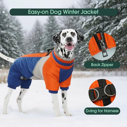 Kuoser Fullbody Dog Coat - Medium Dogs, Warm Winter Coat with Harness, Reflective, Blue L - color: Blue, size: L (PRIORITIZE BACK LENGTH: 16.9'')