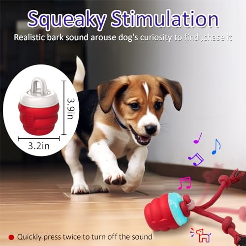 Giociv Interactive Dog Toys with Motion Activated, Squeaky Dog Toy Active Rolling Ball Wicked Ball for Daily Training - color: RED