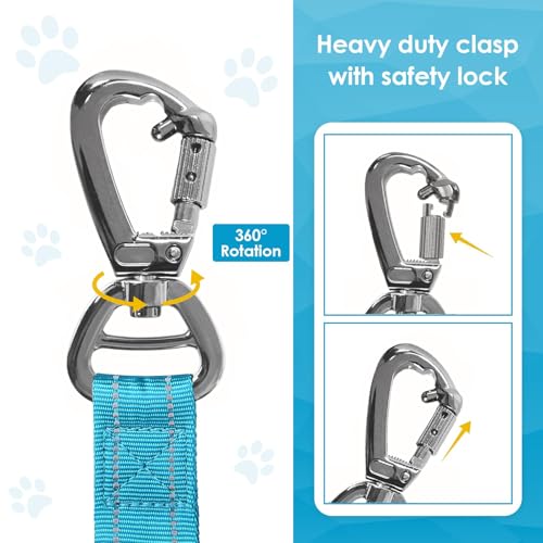 AUBELL Tactical Dog Leash Heavy Duty,4-6ft Reflective Strong No Pull Bungee Leash for Medium Large Dogs with Comfortable Padded Double Handle,Car Seat Belt,360 Degree Rotating Carabiner,Blue - color: M/L-Blue(4-6FT)