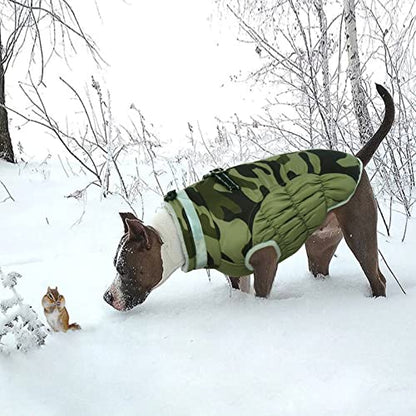 Lelepet Dog Coat Warm Dog Winter Coat Waterproof Dogs Jacket with Harness Built in Reflective Pet Fleece Vest Zip-Up Cold Weather Coats for Dogs Turtleneck & Windproof Coats Chihuahua Green Camo XS - color: Camo, size: X-Small